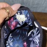 Vans Navy Blue Textured Canvas Lace Up Sneakers Casual Floral Lining Sz 9 US Photo 4