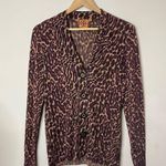 Tory Burch Lightweight Merino Wool Leopard Print Button-Up Cardigan, Small Photo 1