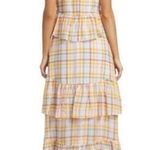 Cinq à Sept NEW CINQ a SEPT Astor Tiered Midi-Dress Ruffle Bow Womens 8 Plaid V Neck Boho Photo 1