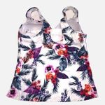 Swimsuits For All Size 8 Tropical Floral Tankini Top White Purple Ruched Photo 2