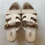 UGG  Strappy Buckle Suede Espadrille Wedge Platform Sandals 6.5 Beige Photo 4