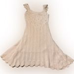 Freshman 1996 Blush Pink Knit Crochet Fit and Flare Midi Cottagecore Dress M Size M Photo 0