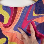 Nicole Miller  Womens Abstract Blouse Sz 3X‎ Colorful Retro V-Neck Puff Sleeve Photo 6