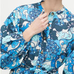 Rhode Emma Dress Woodstock Floral Blue Long Sleeve Dress Size L Photo 1