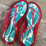 Kate Spade  PINK TURQUOISE UNDERWATER PATTERN SUMMER JELLY BEACH THONG 7-8 w/ Bag Photo 1