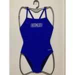 Dolfin  Lifeguard Swimsuit 1 Piece V-2 Back Blue Sz 32 UVA UVB 50+ Durast… Photo 2