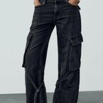 ZARA Black Wide Leg Cargo Jeans Photo 0