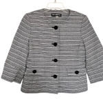 Karl Lagerfeld  Black White Tweed 3/4 Sleeve Button Front Jacket Women’s Size 10 Photo 0