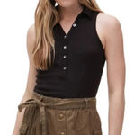 Michael Stars  Size 1X Black Norah Sleeveless Polo Shirt NWT Neutral Basic Classy Photo 0