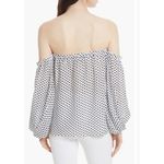 Milly  Jillian Dot Print Silk Off the‎ Shoulder Top Size P (0-2) Fabric Italy Photo 1