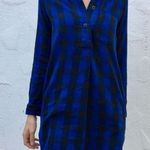 Madewell Jane Buffalo Check Plaid Shirtdress S Blue Black Button Down Photo 0