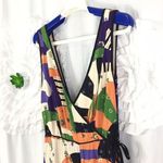 Urban Outfitters  Bold Patchwork Jumpsuit Crossover Deep V Size 4 Orange Black Photo 2