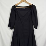 ZARA  Black Square Neck Puff Sleeve Fit Flare Mini Dress Size S Photo 2