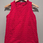 Loft  Dark Pink Eyelet Sleeveless Ruffle Tank Top Blouse Sz XS 100% Cotton Photo 0