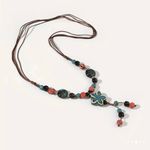 Bohemian Ethnic Style Handmade Beads Ceramic Necklace Adjustable‎ up to 26” Photo 11