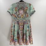 Dalia Macphee dress mint storybook whimsical print sz XL neck tie pearl buttons Green Photo 10