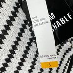 Studio One  Knit Dress S Black White Diamond Striped Belted Stretch Work Career Photo 11