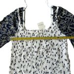 Free People  XL Oversized Bell Sleeve Smocked Crop Top Blue Ditzy Floral Coquette Photo 5