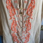 Vintage America Cream and Orange Embroidered Tunic! Size L Photo 4