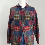 Vintage 90s Class Club Patchwork Plaid Bandana Print Cotton Button Down Shirt M Blue Size M Photo 0
