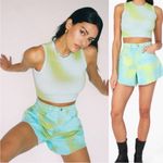 We Wore What  Blue Green Flare Bell Denim Shorts Size 26 NWT Brand New Photo 2