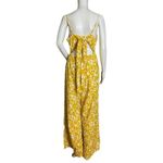 Kori America Jumpsuit Womens Medium Yellow White Floral Wide Leg Boho Peasant Photo 2