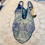 Vintage Mainstream Floral One Piece Swimsuit Size 8 Made in USA Blues Greens Blue Photo 8