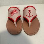Jack Rogers Love Heart Anchor Pink Leather Slip-On Thong Sandals Pink Red 9.5 Photo 2