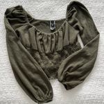 Windsor olive green long sleeve crop top Photo 1