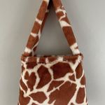 Y2K 90's Handmade Orange Creme Giraffe Print Plush Shoulder Bag Purse Photo 0