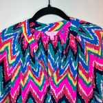 Lilly Pulitzer Women's Elsa Blouse Shirt Hearts a Flutter Chevron Vibrant Small Photo 1