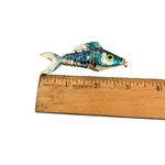 VTG Estate Signed Garden Of Eden Art Nouveau Oval Brooch Pin Metal Resin Blue Photo 10