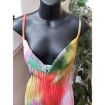 Pretty Little Thing  US 12 Multicolor Pleated Cowl Neck Maxi Dress Spaghetti Strap Photo 5