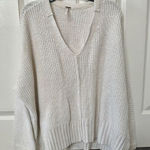 Free People cream V neck long sleeve oversized sweater Photo 0