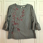 SALE Jennifer & grace gingham embroidered top Black Photo 0