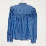 Veronica Beard  Tes Ruffle Chambray Button Up Shirt Indigo Size 10 Medium Photo 5