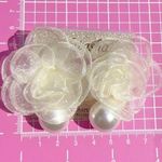 Natasha White lace floral white fresh water pearl drops earrings Photo 0