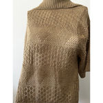 Vintage 80s Jintu Brown Knit shawl collar short sleeve wool blend Cardigan M Size L Photo 2