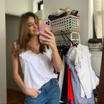 Maison Jules  White Eyelet V Top Sz Medium Photo 6