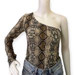 SheIn Snake Print One-Shoulder Top Photo 0