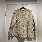Vintage Irish Wool Sz: L Pullover Cable Knit Oatmeal Chucky Winter Sweater. Size L Photo 1