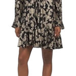 Anthropologie By  Gold Foil Floral Metallic Long Sleeve Tunic Shift Dress Small Photo 0