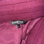 Bebe  Sport Burgundy Velour Jogger Pants Small Gold Logo Bling Bedazzled Cuffed Photo 1