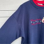 VTG Vintage Dog Sweatshirt Blue Red Patch Jeweled Grandma Large Photo 6