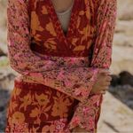Free People  Bohemian Retro 70s Gypsy Fall Floral Tilda Maxi Dress Medium NEW Photo 7