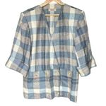 Rare Vintage Paul Costelloe Made in Ireland Oversized Jacket 4 Pure Linen Flax Blue Photo 0