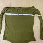 Pretty Little Thing Basic Olive Green Slinky Long Sleeve Bodysuit US Size 12 Photo 2