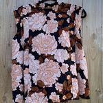 Who What Wear Woman’s Floral  Blouse medium black pink spring tank short sleeve‎ Photo 0