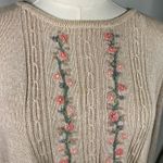 Cottage Essentials Embroidered Floral Sweater‎ Beige Ramie Cotton M Vintage Pink Size M Photo 1