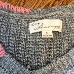 Vintage ‎ Havana Gray Sweater with Pink Stitching Size L Photo 1